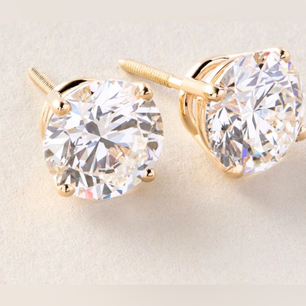 🤩 NWT 1 Full Caret 14K Yellow Gold Lab-Grown Diamond Studs. IGI Authenticated.